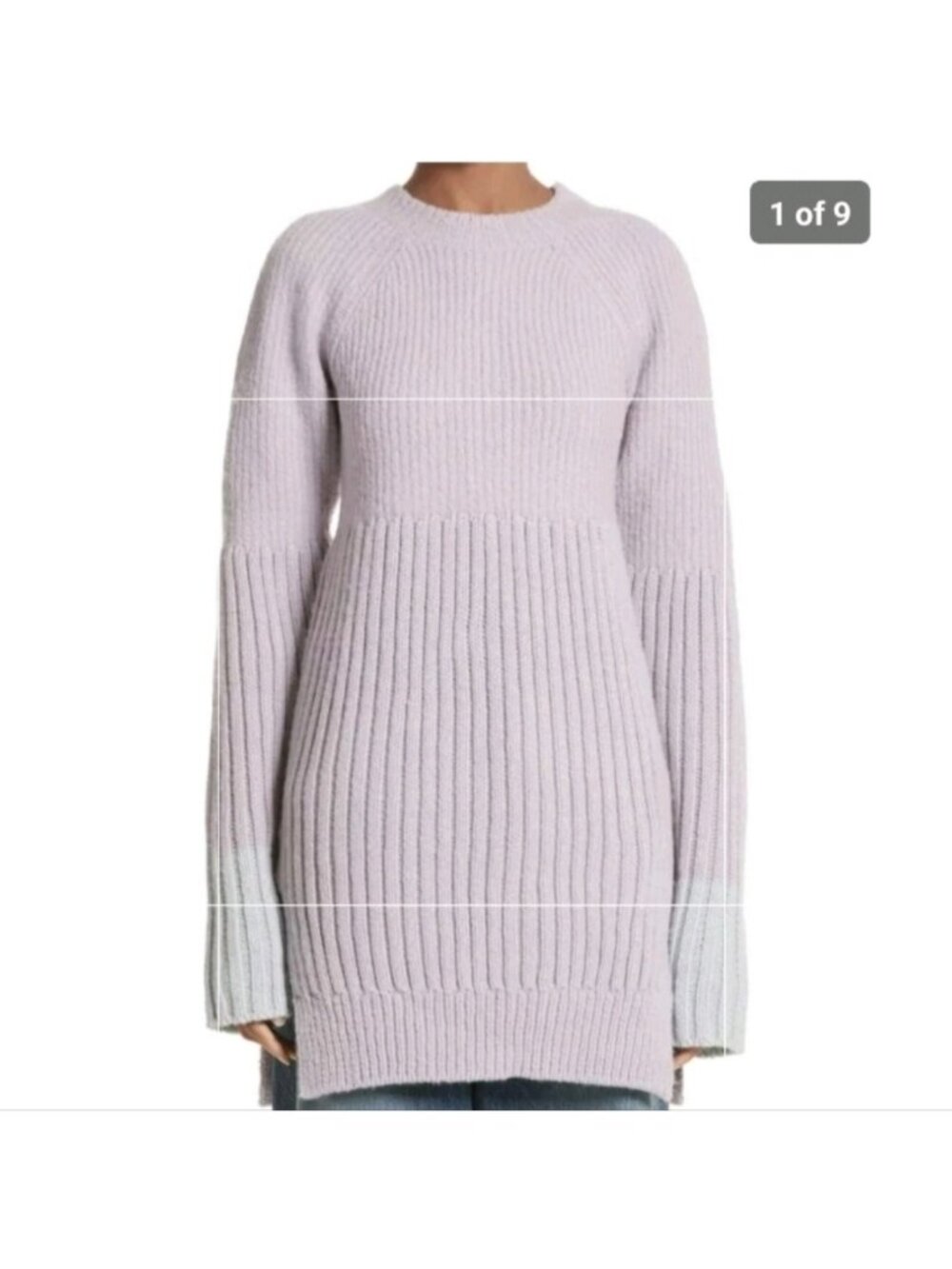 Undercover Wool Tunic Sweater Long Sleeve Rib Knit Lavender